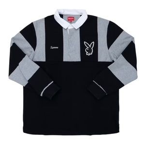 Supreme Black and Gray Playboy Rugby Shirt